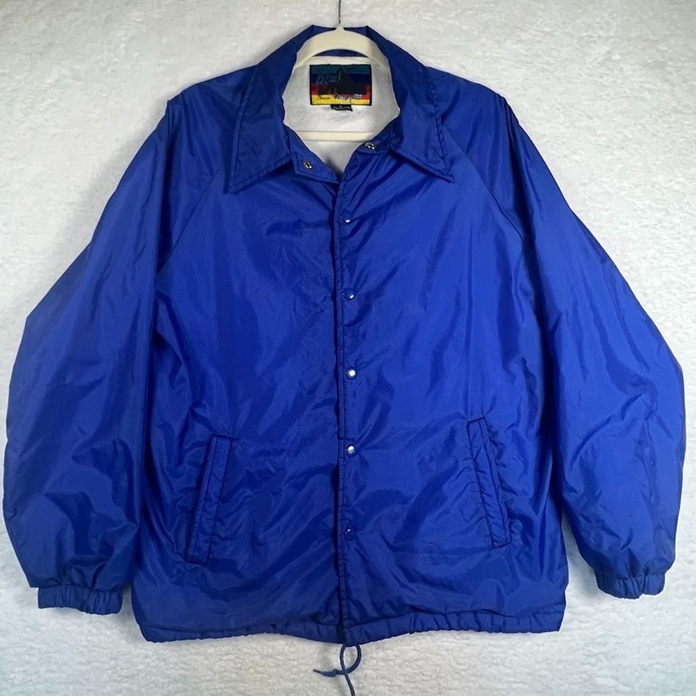 Black Mountain‎ Vintage 90s Royal Blue Coach Jacket Nylon Snap Front Small